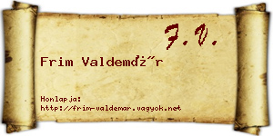 Frim Valdemár névjegykártya